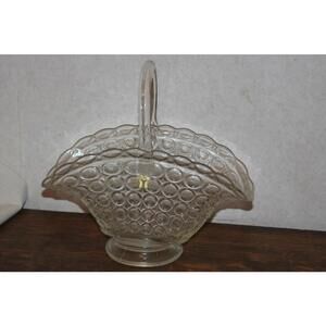 Vintage L E Smith Glass Bullseye Thousand Eyes Bridal Basket
